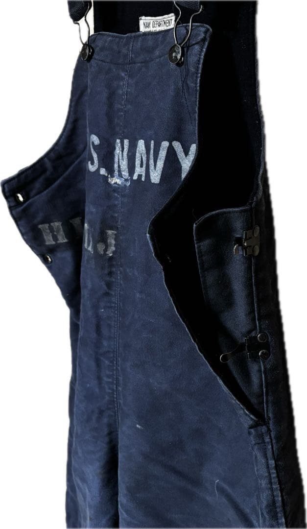 USNAVY デッキパンツ フック N-1 紺 米軍 実物40s 大戦 WWII