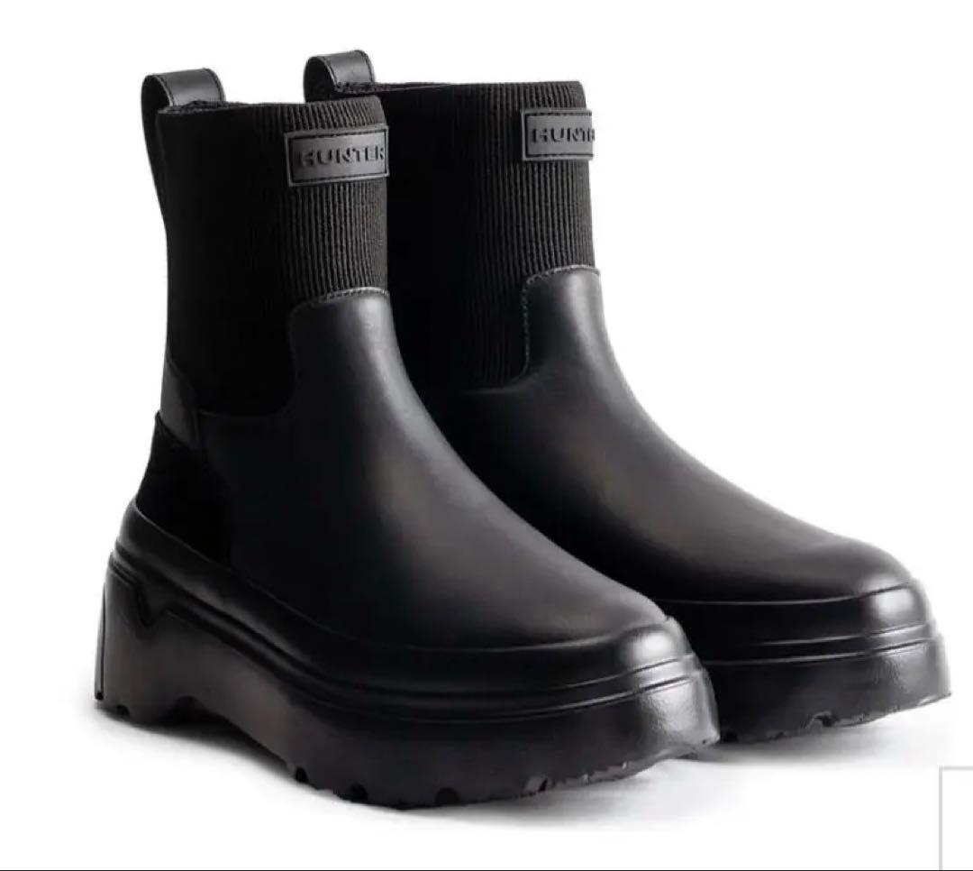 HUNTER レディース サイドゴアブーツ ブラック HUNTER ハンター ブーツ サイドゴアブーツ 靴 防水 レインブーツ