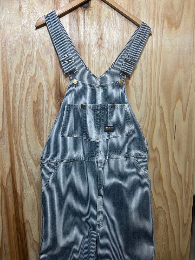 激レア70s OSHKOSH オシュコシュ ヒッコリーオーバーオール 38インチ ビンテージ60's70's○OSHKOSHヒッコリーストライプオーバーオール実寸