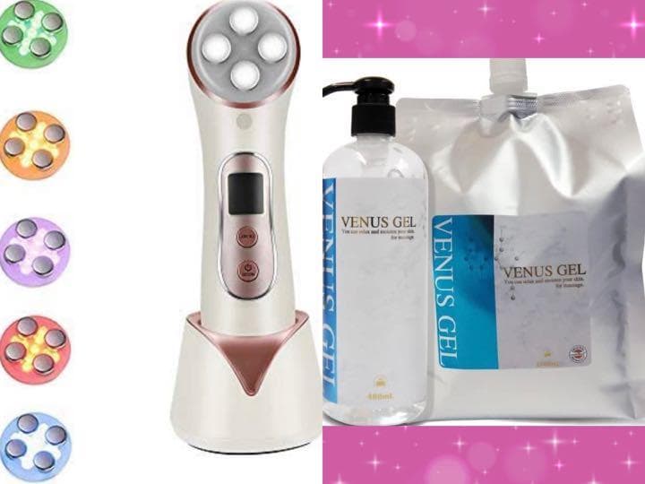 ❤最新最先端光エステ美顔器＆超音波美顔器専用ジェル3Lの超豪華フルセット♪❤ 試してみた】超音波美顔器 光エステ イオン導入導出 クレンジング
