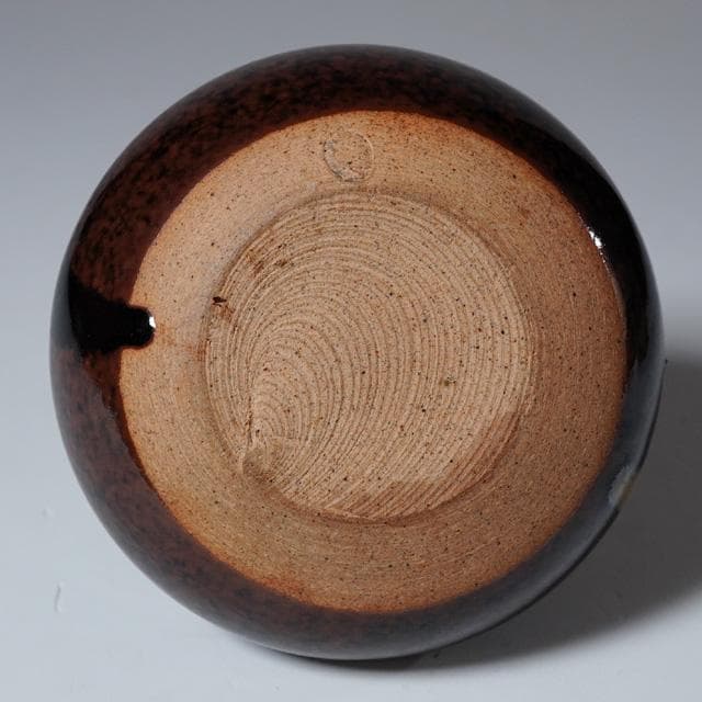 膳所焼 大海茶入 仕覆：伊予簾 共箱 茶道具 茶器 長緒 陽炎園