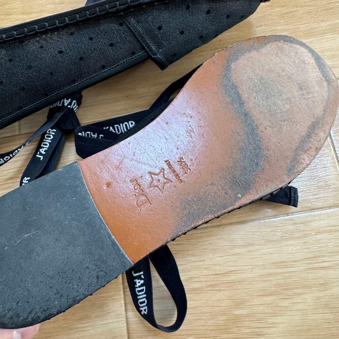 Dior エスパドリーユ フラットシューズ J'ADIORリボン付き - 靴快適