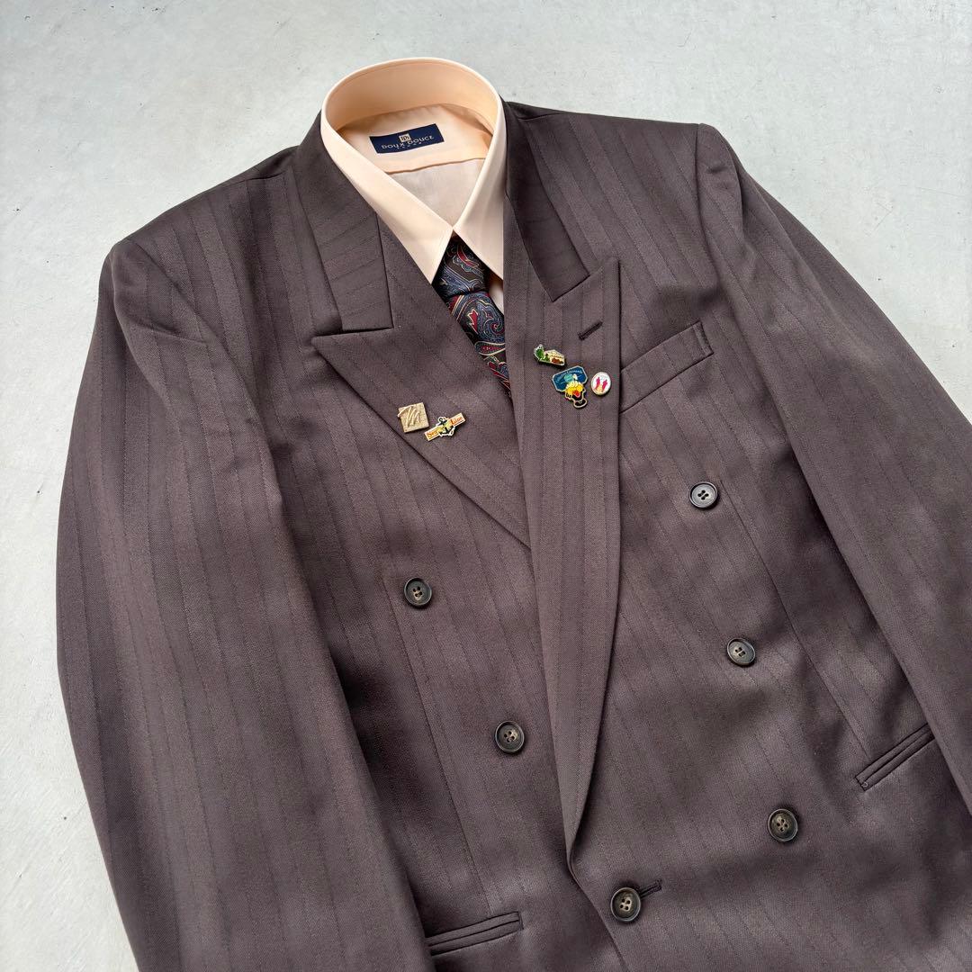 90s☆ヴィンテージ】5点セットアップ ダブルスーツ ダークブラウン