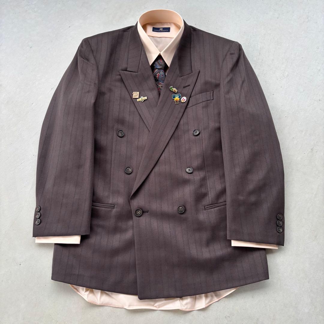 90s☆ヴィンテージ】5点セットアップ ダブルスーツ ダークブラウン