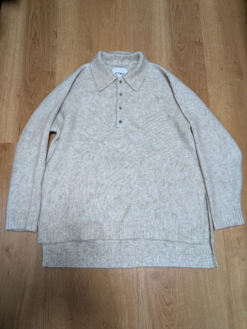 CTHY シティ　ウールモヘアニットポロ　エクリュホワイト　M　1回着用 CTHY シティ ウールモヘアニットポロ エクリュホワイト M 1回着用 CTHY