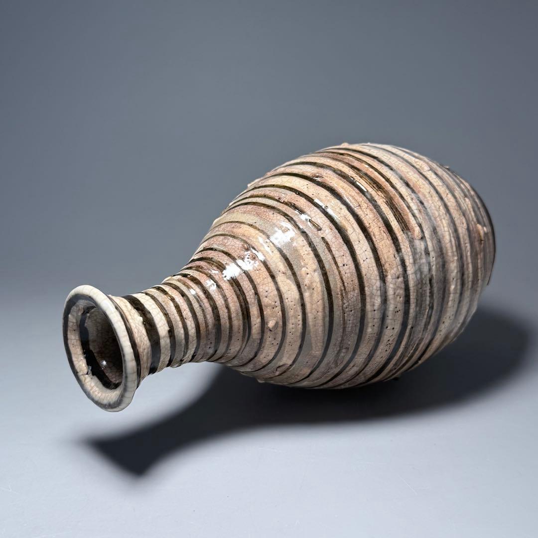 古唐津 輪線文大徳利 花瓶 発掘品 蒐集家放出品 桃山〜江戸初期 古美術