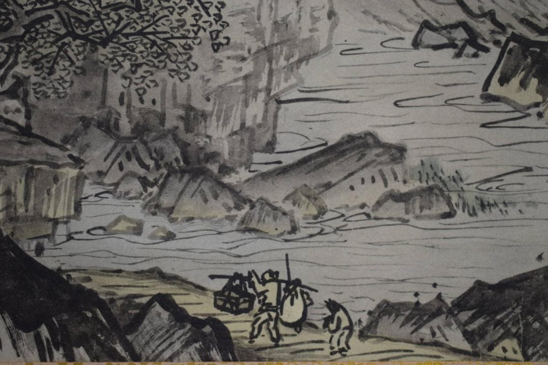 複製/雪舟/四季山水図/春景図/工芸/桐共箱付/布袋屋掛軸HH-883 - メルカリ