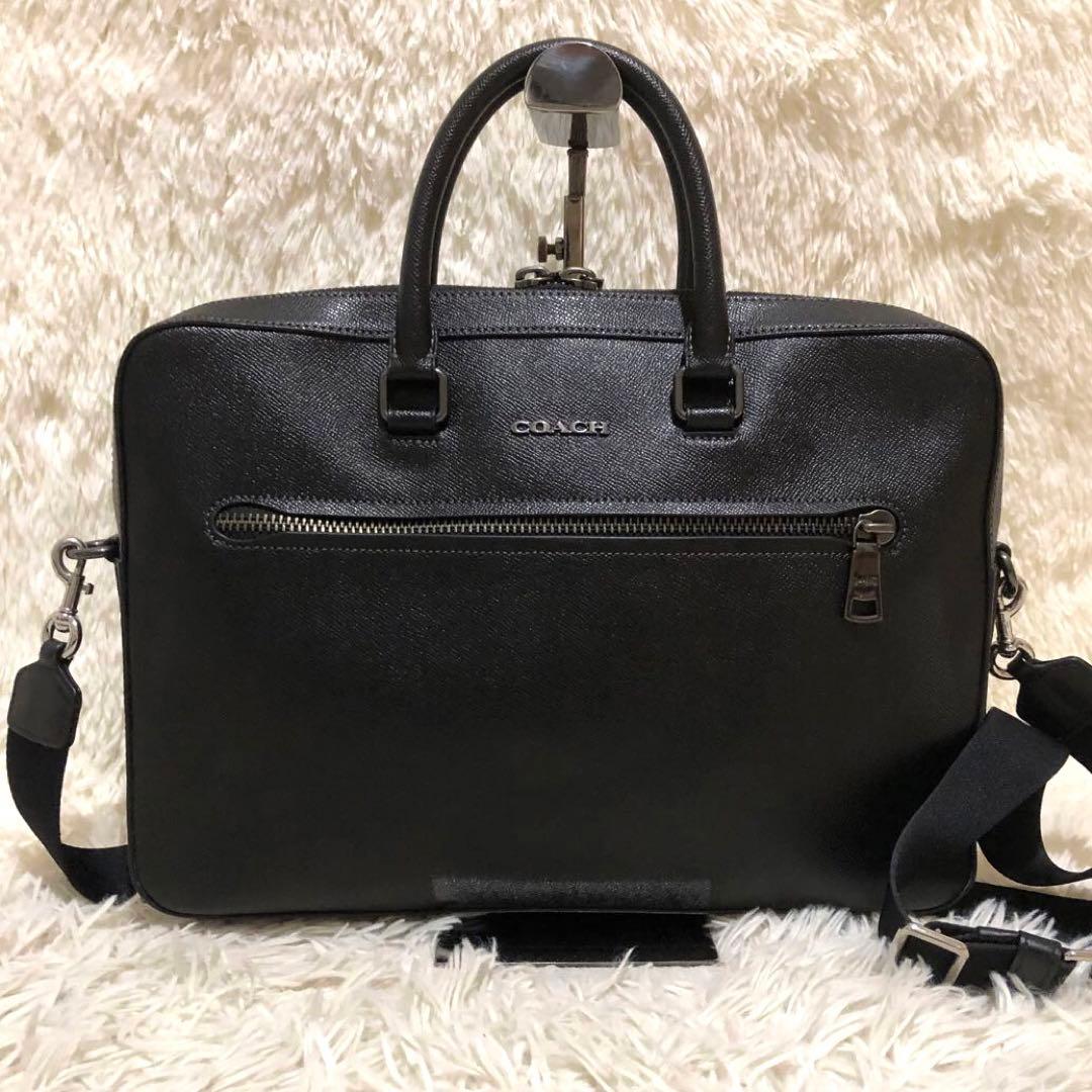 新品同様☆コーチ レザー　2way ビジネスバッグ ショルダーバッグ イーサン COACH】コーチ メンズ バッグ レザー イーサン ブリーフ バッグ スリム