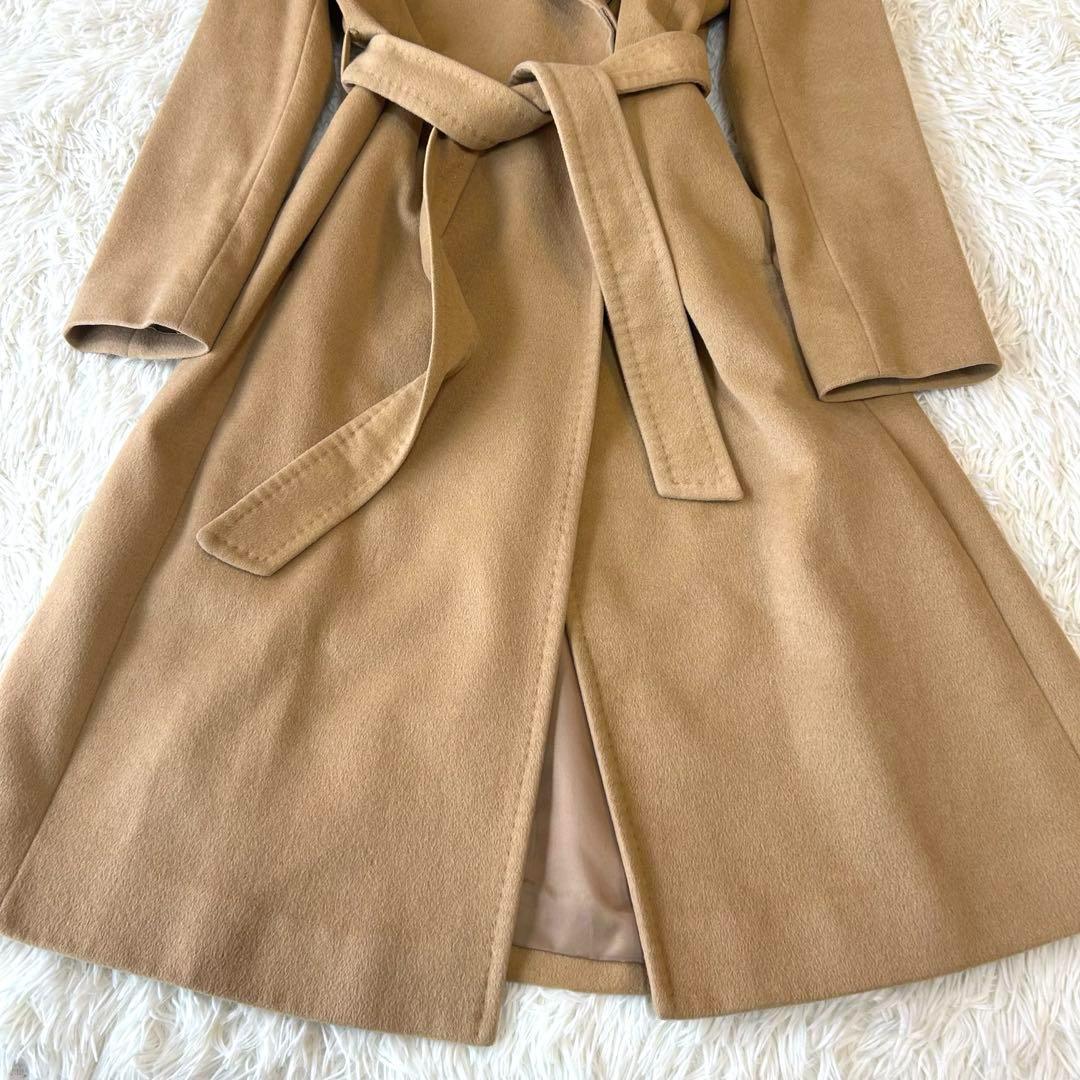 INED イネド 女優襟 ロングコート ベルト 極上 カシミヤアンゴラ混 M