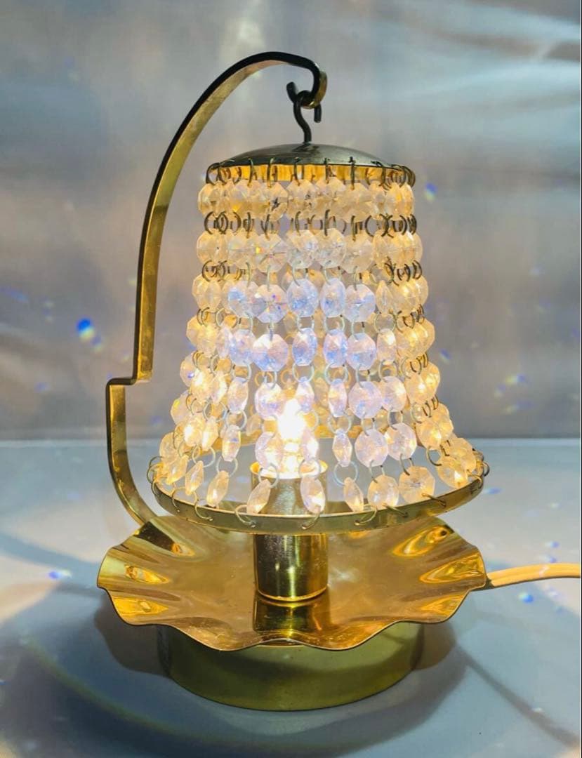 ヴィンテージ　スワロフスキーテーブルランプ 黄色のガラスシェードの1930年代製ヴィンテージランプ テーブルランプ