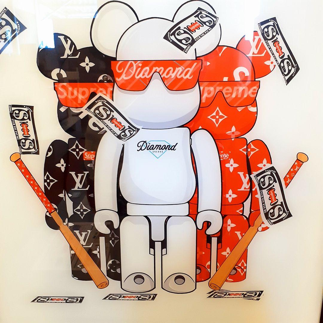 特殊ミラーアートパネル ベアブリック Louis Vuitton Supreme - メルカリ