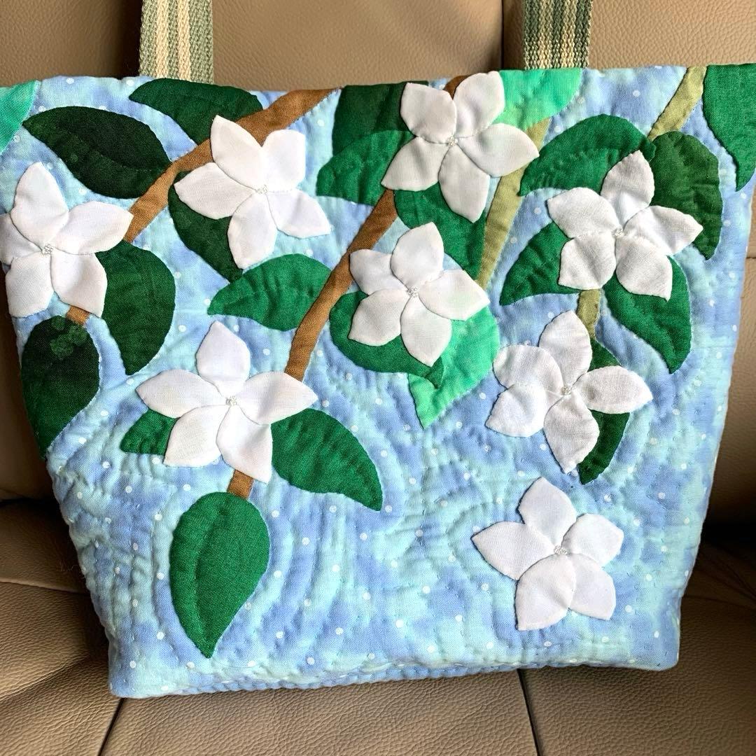 ハワイアンキルト バッグ トートバッグ ブルー - メルカリ