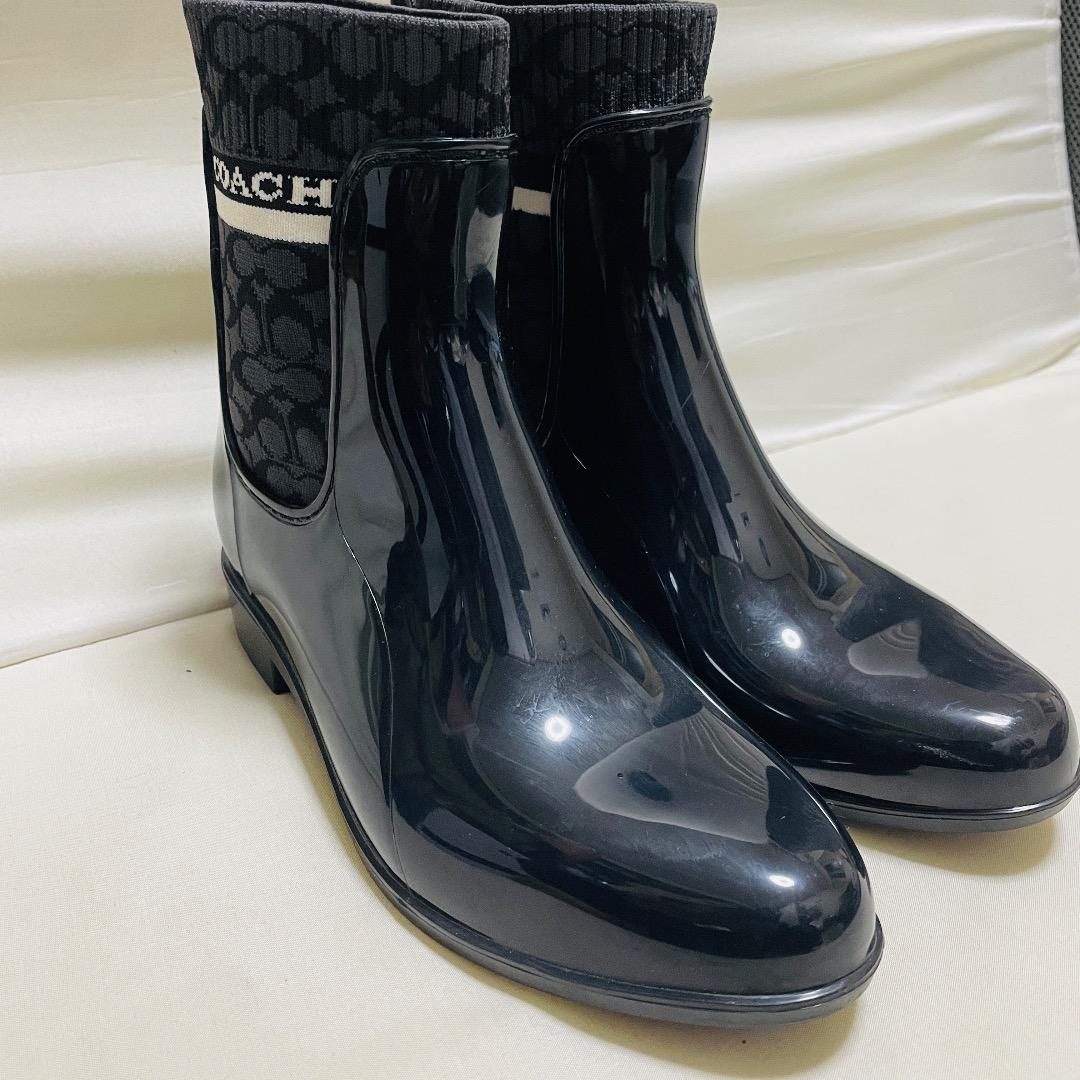 coach コーチ レインブーツ 黒 シグネチャー 24cm COACH】コーチ シグネチャー レインブーツ 長靴 チェスナッツ 23.5cm