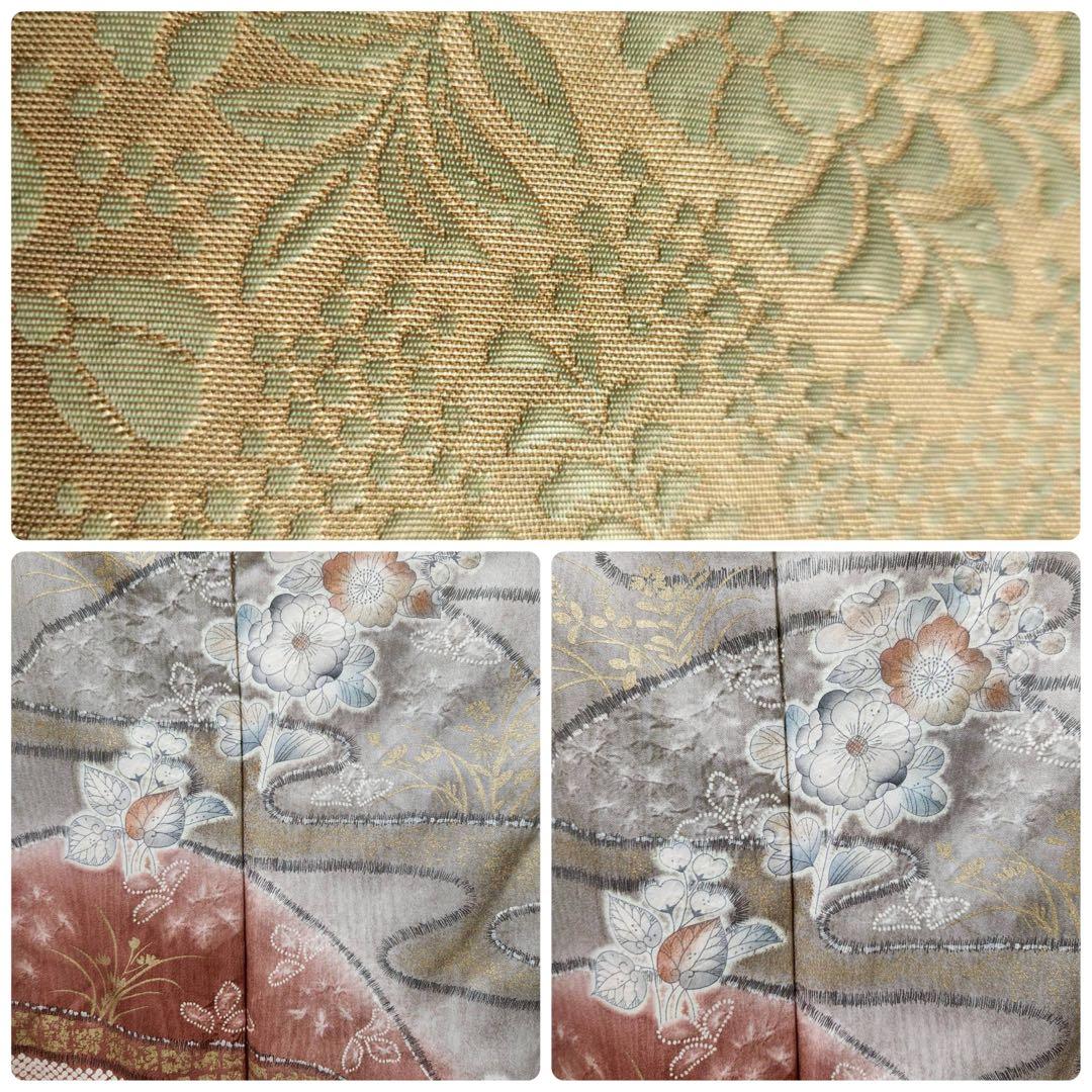 袷 正絹 辻が花 訪問着 フルセット 4点 S〜M 未使用近い 美品 カ②-4
