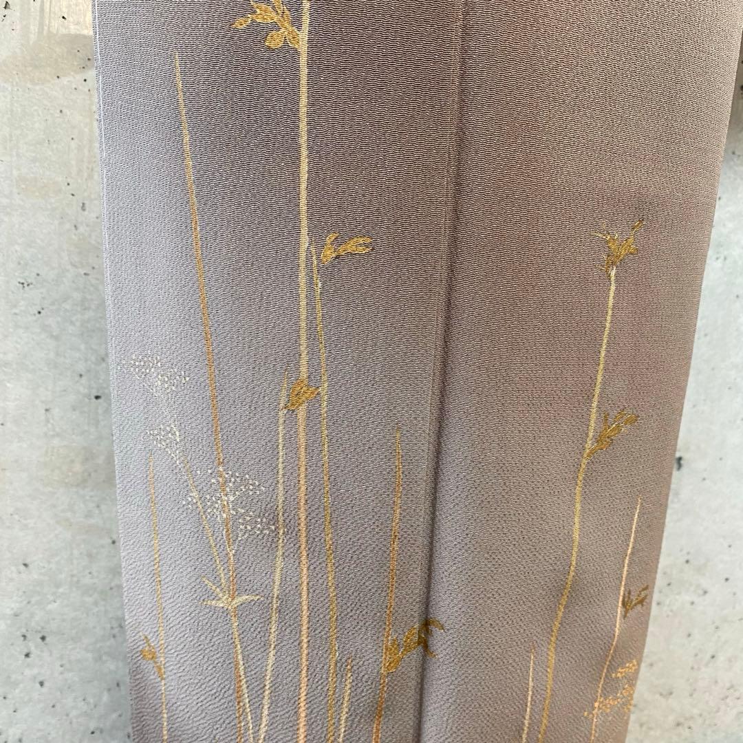 正絹 訪問着 ちりめん 茶色系 袷