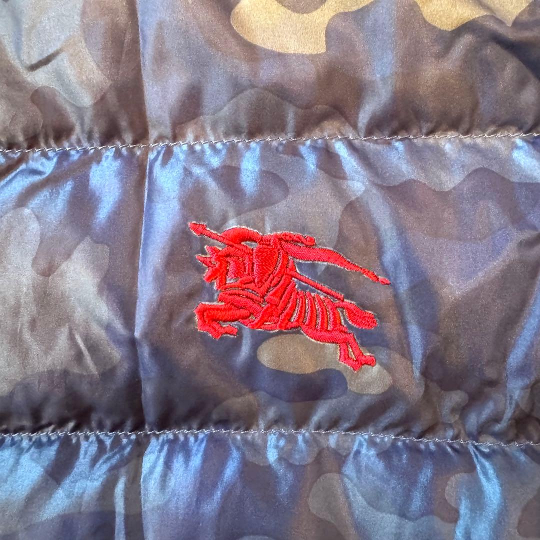 バーバリー ブラックレーベル 迷彩 ダウンジャケット 2way 袋付 M紺