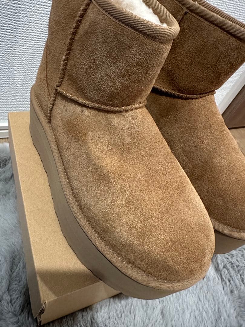 正規品 UGG アグ 厚底 クラシックミニ 24 チェスナット ベージュ