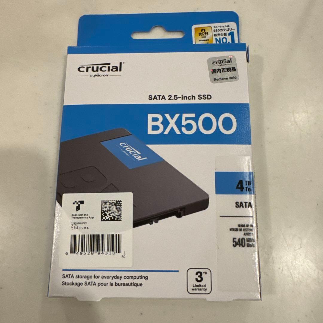 crucial BX500 4TB SATA 2.5インチSSD Crucial BX500 4TB 3D NAND SATA 2.5-Inch SSD - CT4000BX500SSD1
