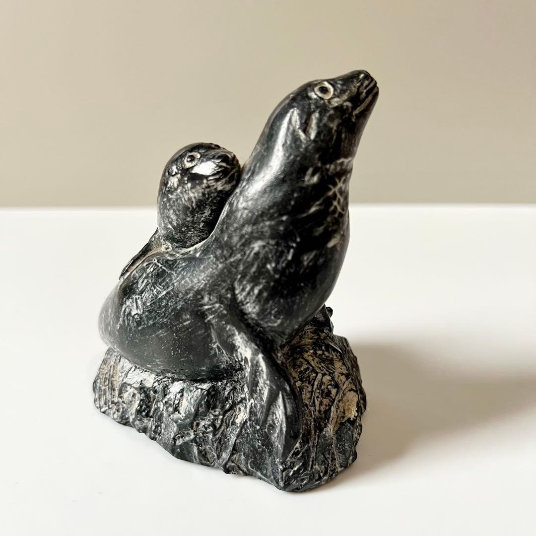 イヌイット エスキモー ソープストーン アシカ アザラシ 置物 カナダ