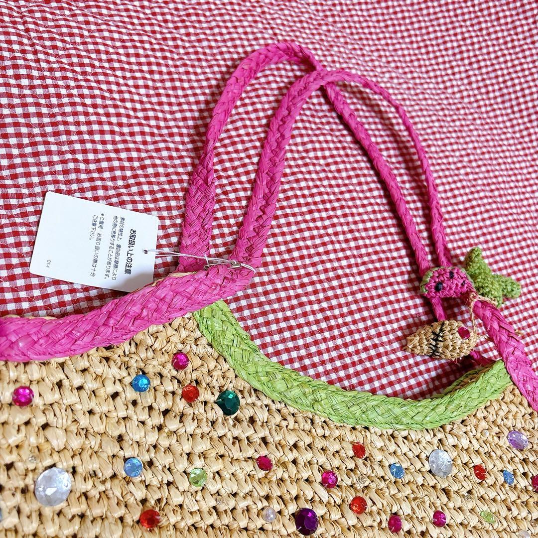 新品未使用】ツモリチサト＊籠バッグ＊スイカ＊カラフル＊ビーズパール