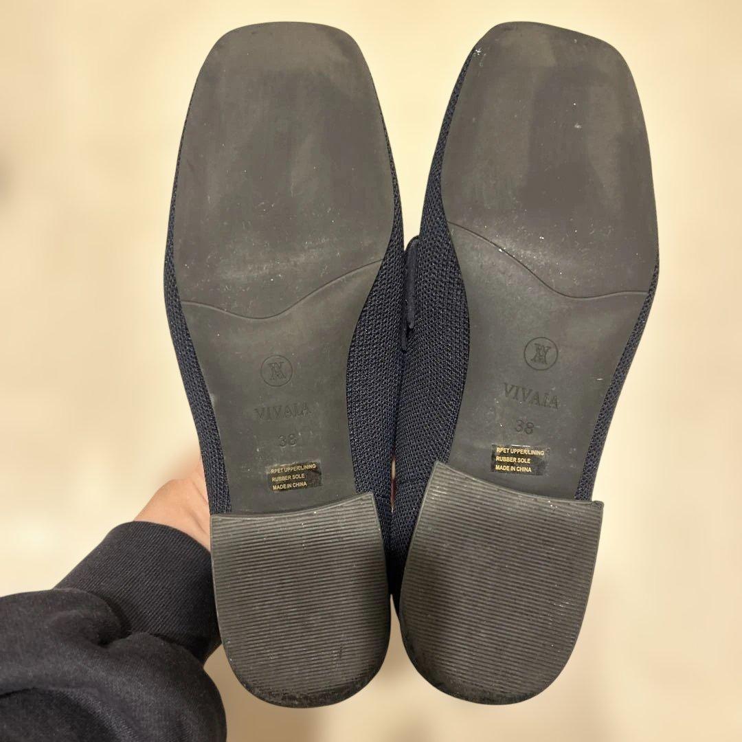 VIVAIA】スクエアトゥ ノットデザイン ローファー ネイビー - メルカリ