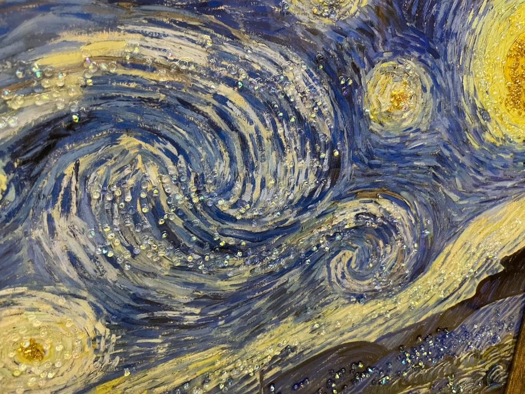 水晶絵 ゴッホ 「星月夜」 アートパネル クリスタル 立体 絵画 アート