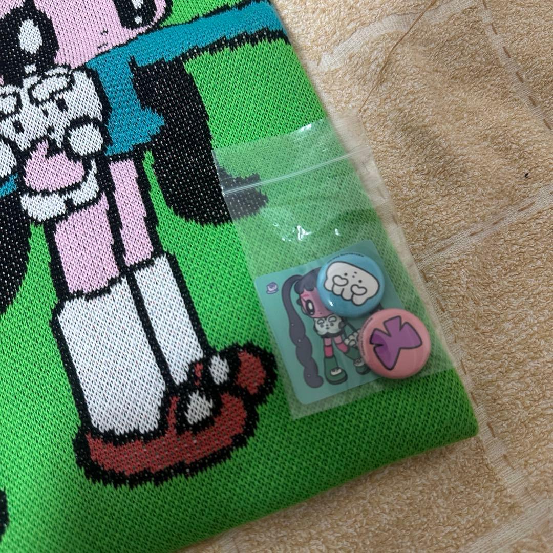 モニョチタポミチ ぎょうざちゃん 編み物 堀ノ内 ニットバッグ 緑