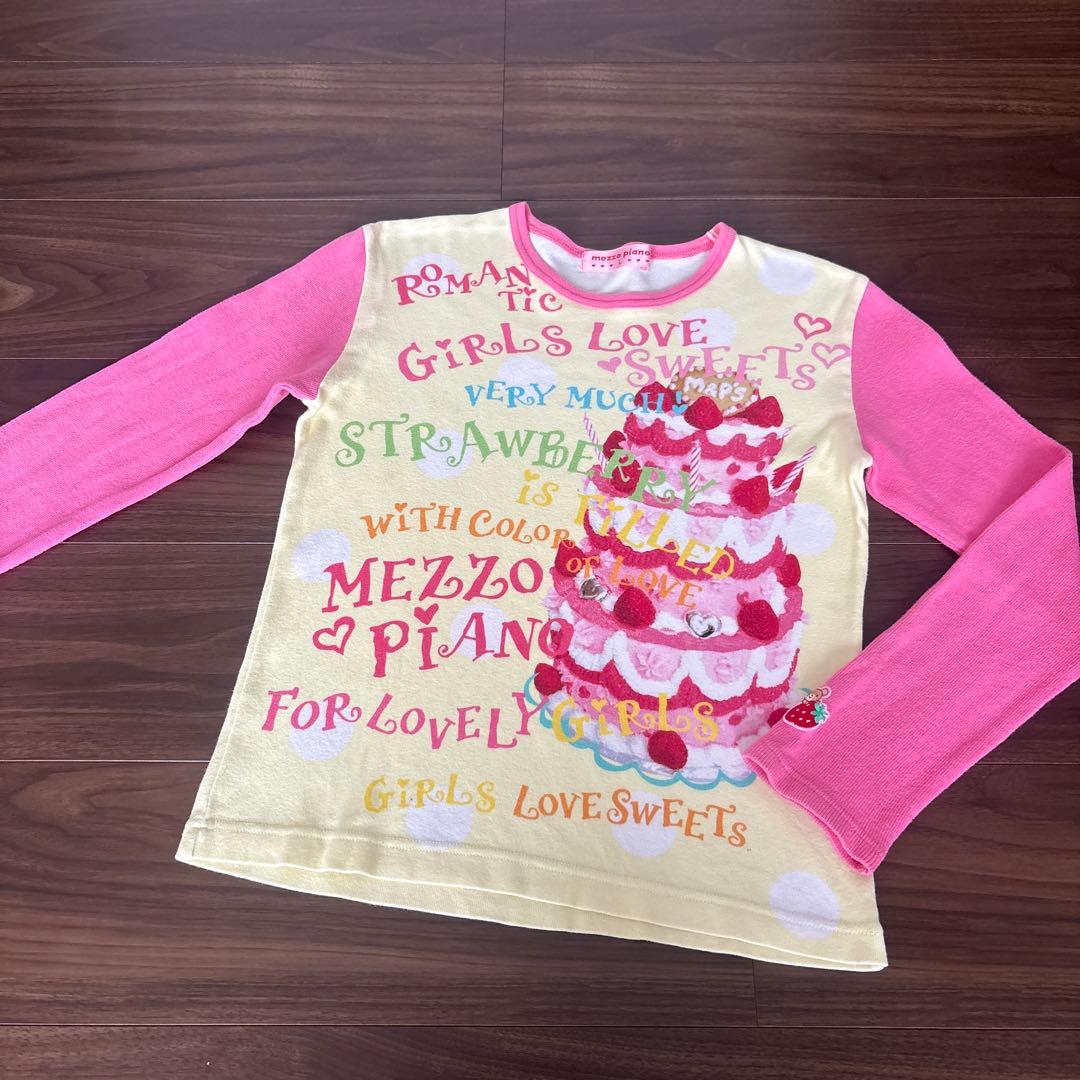 希少★メゾピアノ ケーキプリント Tシャツ コロン セール】 コロンちゃんプリントラグラン切り替えTシャツ （Tシャツ