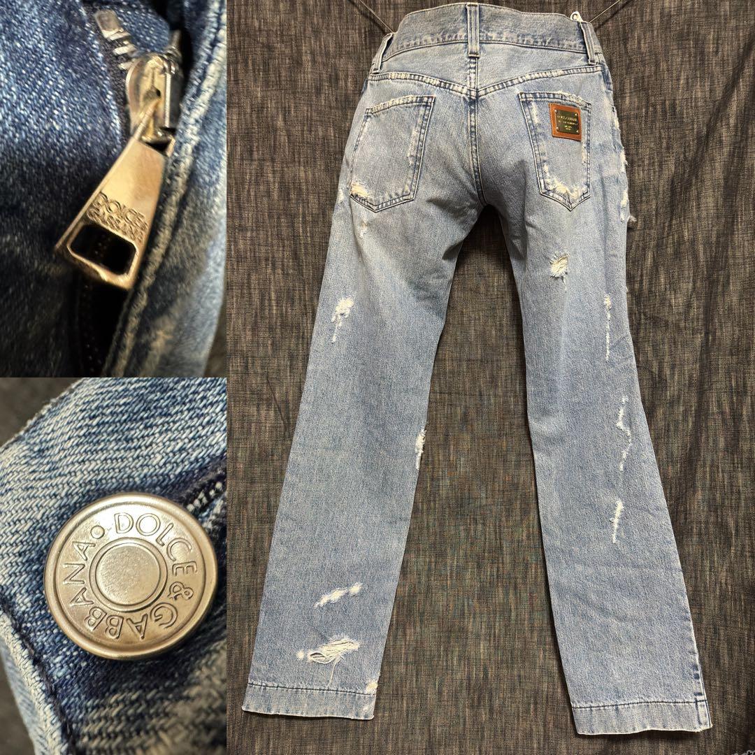 DOLCE&GABBANA ハードダメージ加工 デストロイデニム ジーンズ ロゴ