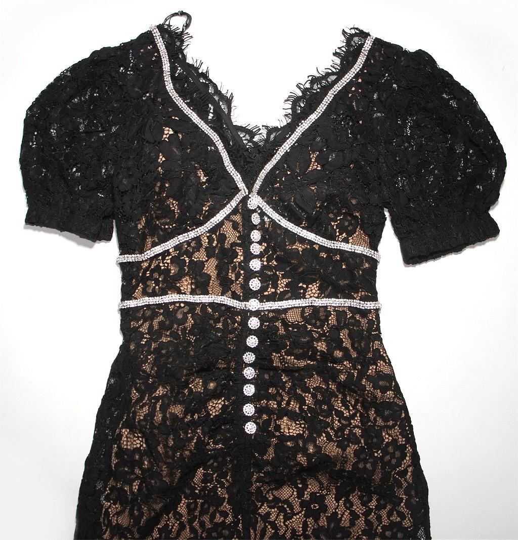 セルフポートレイト ワンピース コードレース カメリア 黒 UK8 未使用
