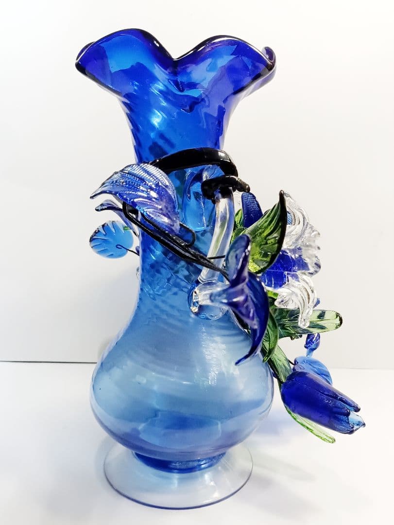 美品】琉球ガラス 花瓶 ガラスオブジェ ガラス工芸30cm - メルカリ