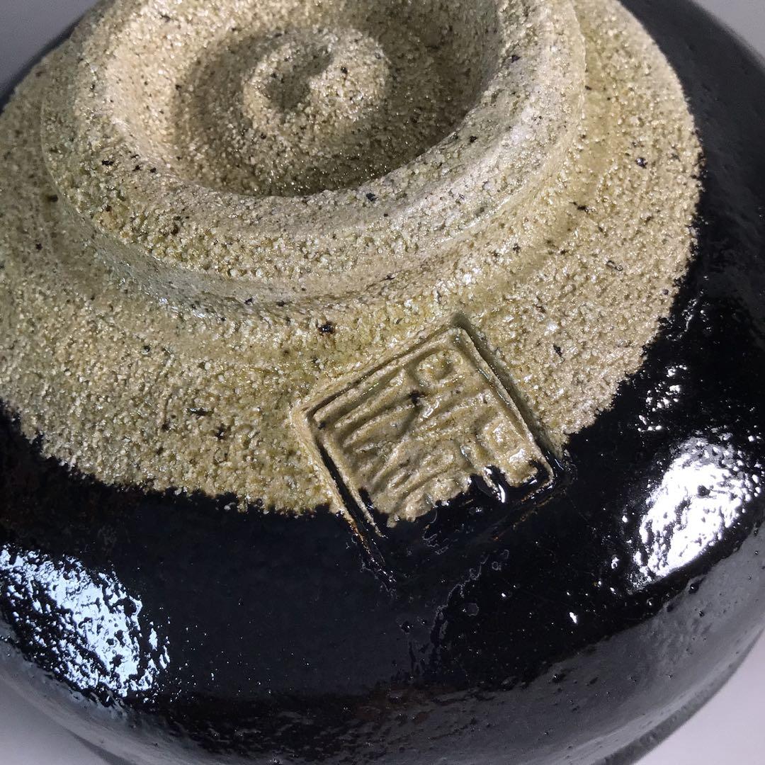 P679 黒楽茶碗 『佐々木松楽造』『大徳寺 福本積應 箱書』 共箱