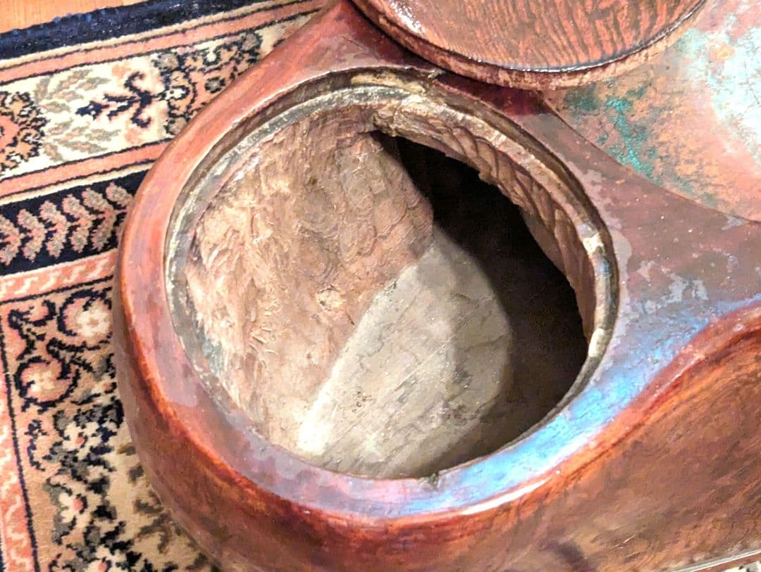 天然木切抜瓢箪形火鉢 瓢箪形五徳付き 民芸家具 時代家具 古民具