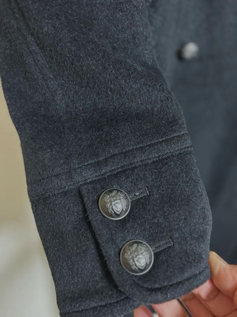 美品】 コムサデモード ナポレオンコート Aライン アンゴラ シルク