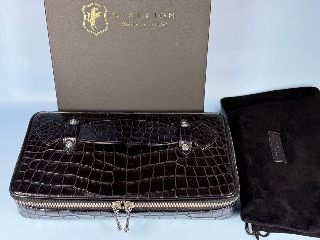 FUNNY製ポロサスクロコクラッチ ビジネスバッグ一点物 FUNNY製ポロサスクロコクラッチ ビジネスバッグ一点物 FUNNY製ポロサス