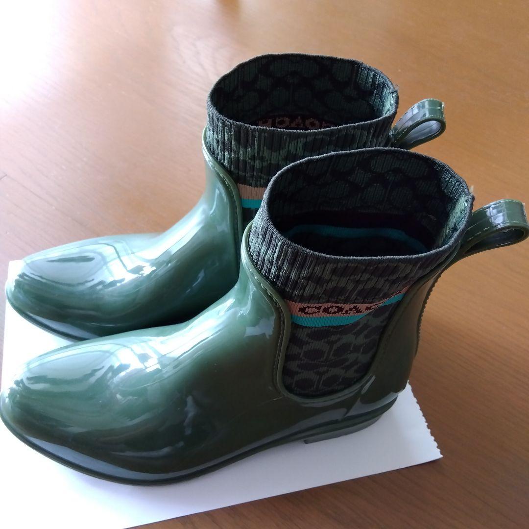 COACH コーチ レインブーツ カーキ色 - メルカリ