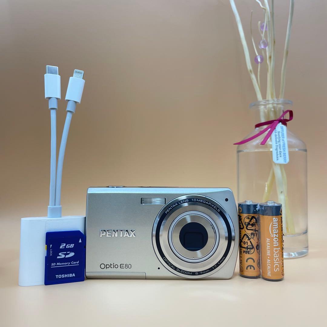 スマホ転送OK✨PENTAX Optio E80✨動作確認済 単三電池 可愛い❤️
