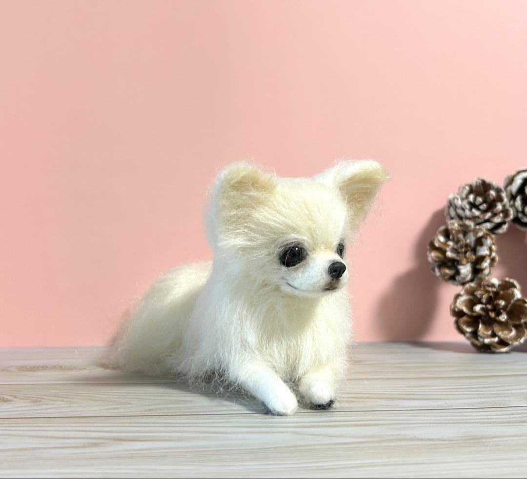 羊毛フェルト　リラックスチワワちゃん　no.17