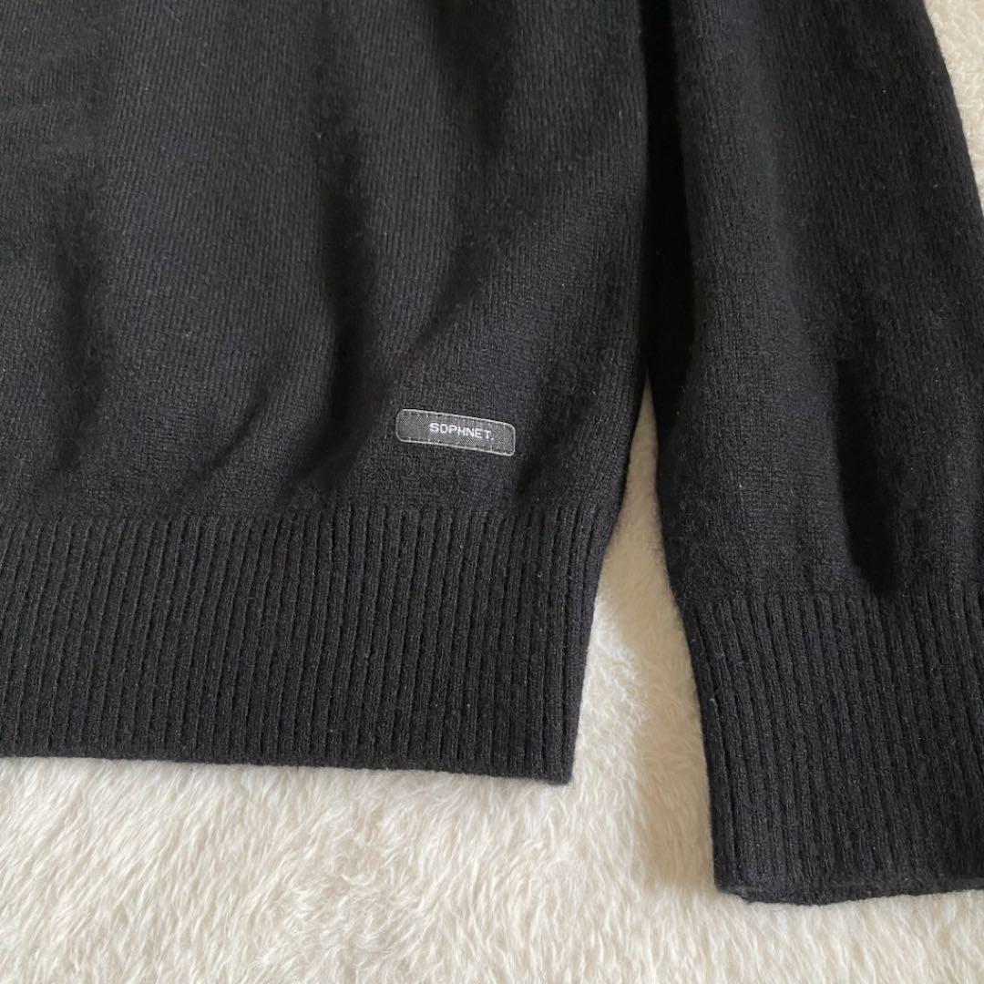 ソフネット カシミヤ100% ニット スコーピオンロゴ刺繍 ブラック XL