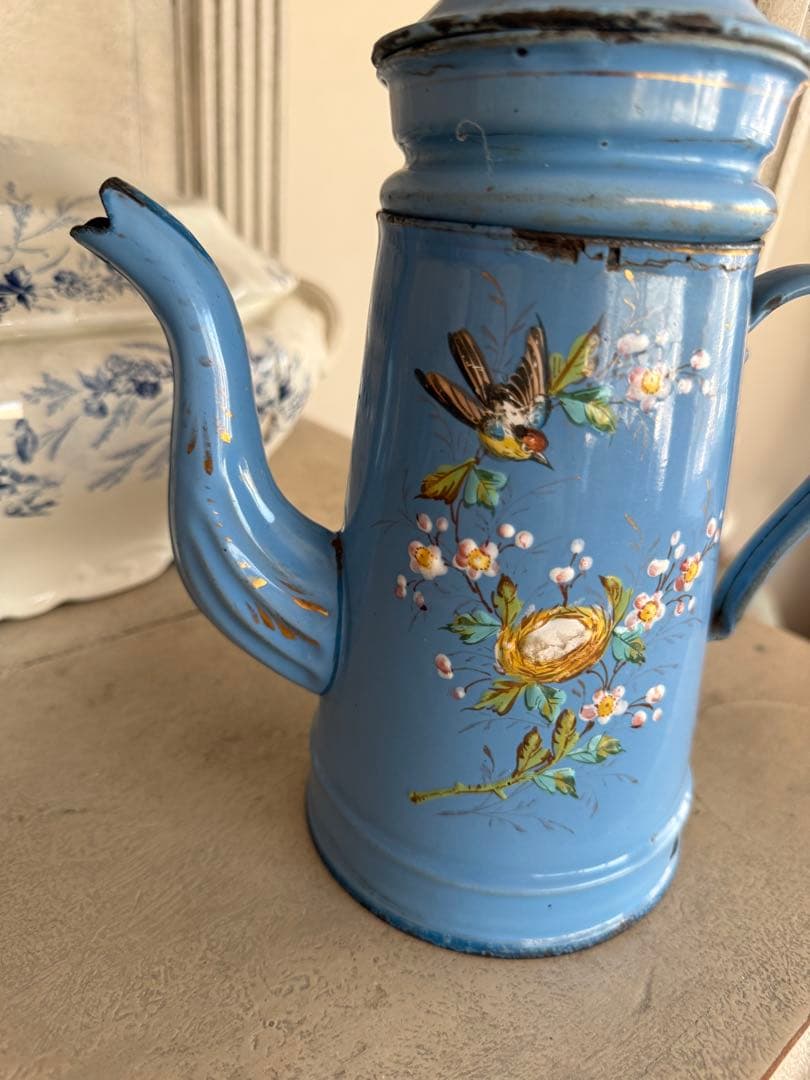 フランスアンティークエトワール社レア！小鳥と小鳥の巣ハンドペイント