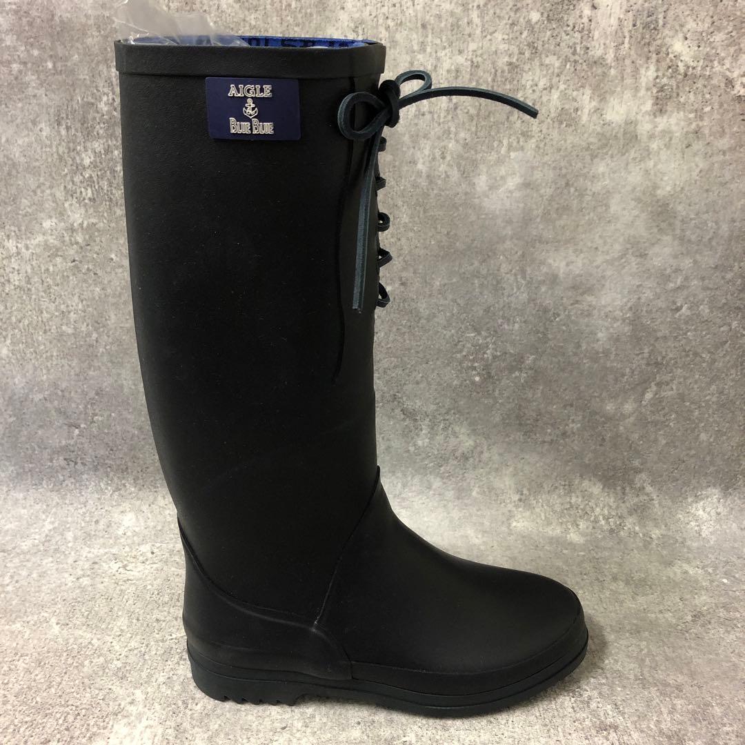フォロー割□AIGLE BLUEBLUレインブーツ ネイビー ハリランH.R.M