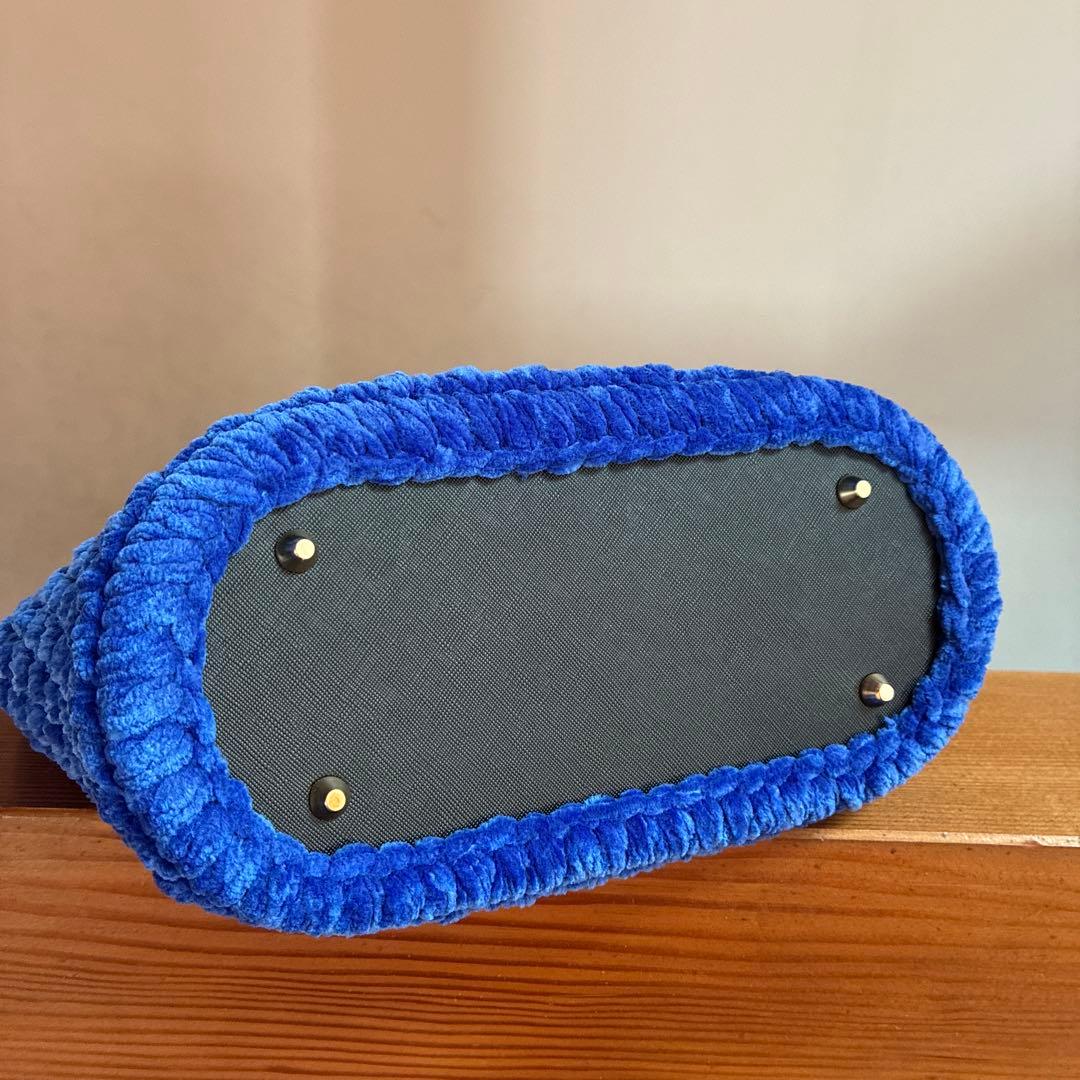 ロイヤルブルー×ベルベット ズパゲッティ マルシェバッグ 青 水色