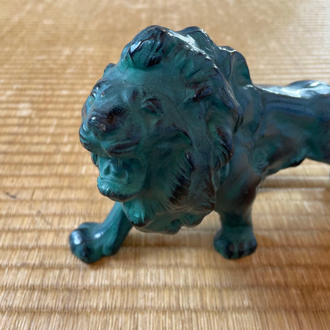 ブロンズ製 ライオン彫刻 鋳物 置物 アンティーク 銅像 - メルカリ