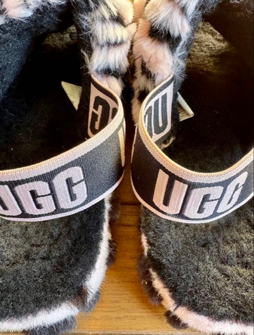 最終価格】UGG ヒョウ柄 ファーサンダル - メルカリ