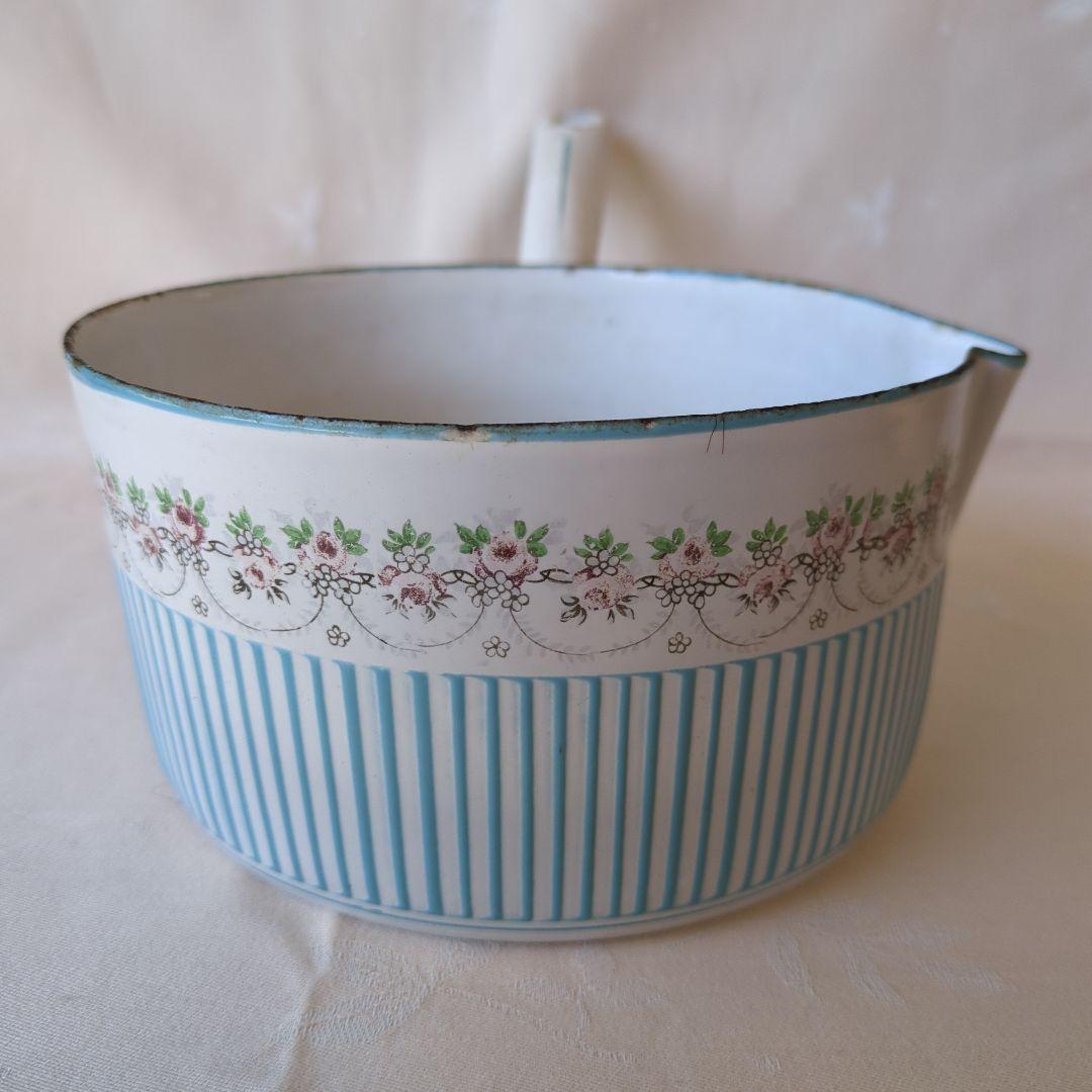 フランスアンティーク ホーロー片手鍋 BB社 ローズガーランド - メルカリ