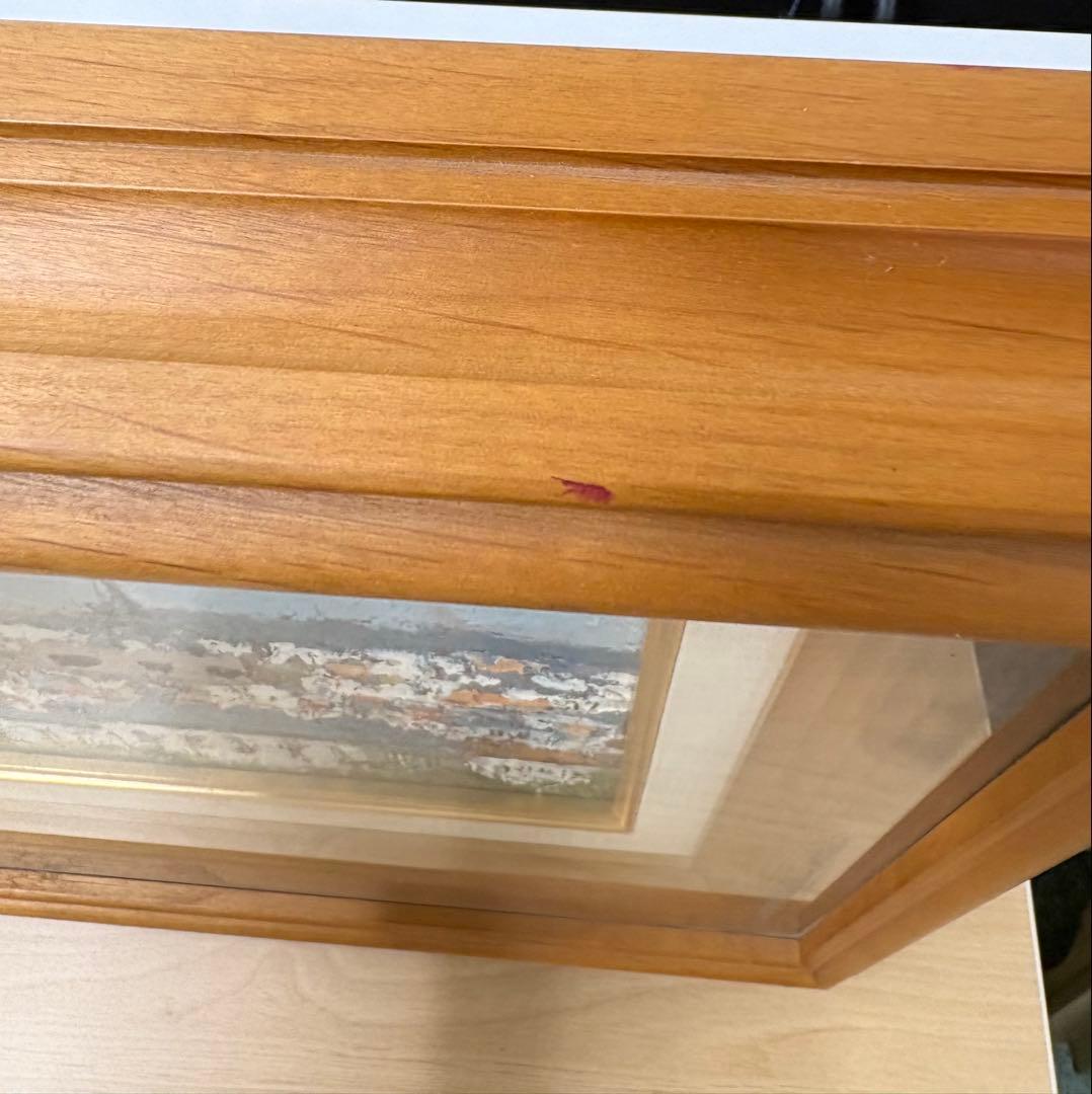 H. W. 渡部ひでき 「エッフェル塔遠望」油彩画 木製フレーム付き