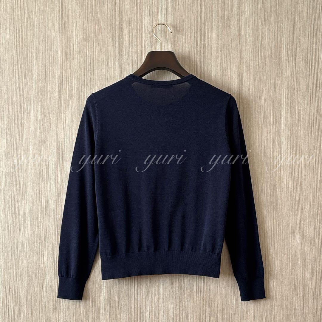 1268】アナイ フラワープリントドッキングカーディガン 濃紺 38