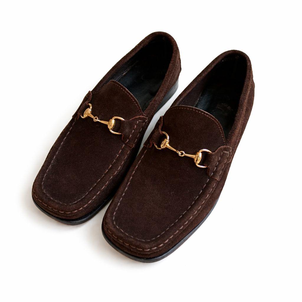 GUCCI　ホースビット　ローファー　スエード　ローカット　ブラウン　23cm グッチ ホースビットローファー ブラウンスエード サイズ40.5D - 中古