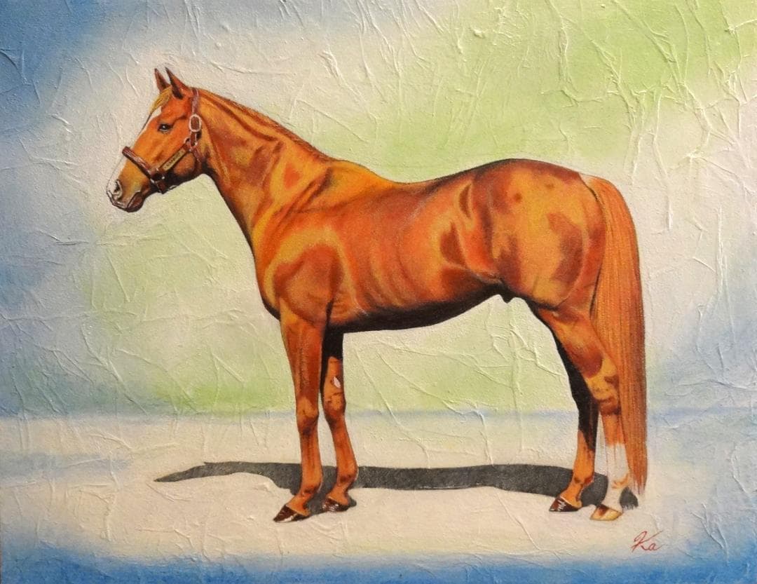 上鈴木正一 油彩画 F6号『オルフェーヴル号立ち姿』ケント様のオーダー