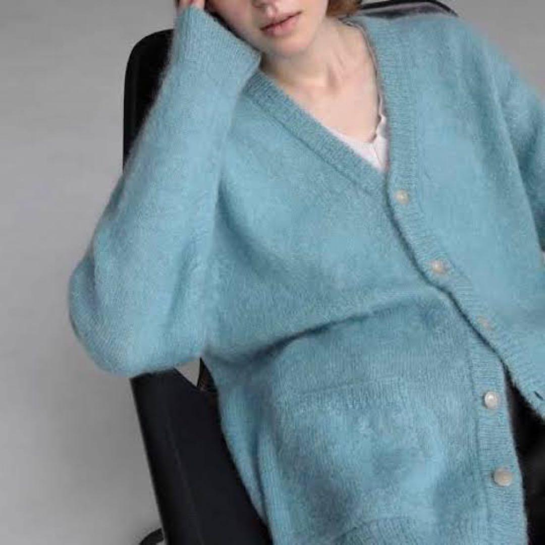 AURALEE モヘアニットロングカーディガン ターコイズ サイズ0 - メルカリ